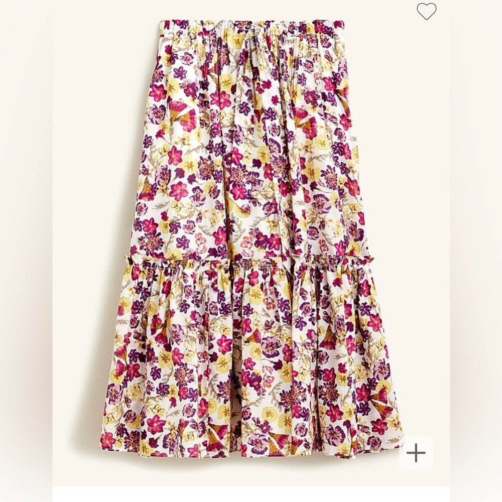 Tie-waist midi skirt in summer garden floral, NWT, L, J. Crew